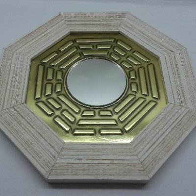 Quadro Aplique em Cobre com Baguá e Espelho Plano M Moldura Clara