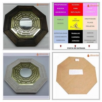 Quadro Aplique em Metal com Baguá e Espelho Plano M