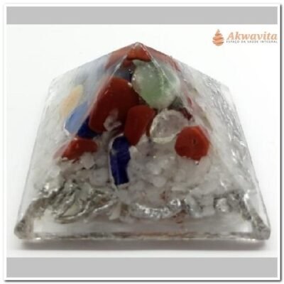Orgonite Pirâmide Cristal e Cores Limpeza e Proteção 5cm