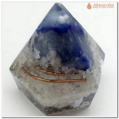 Orgonite Obelisco Cristal Q Azul 6 lados Limpeza 5cm