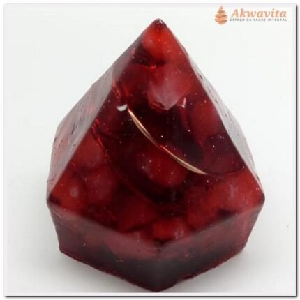 Orgonite Obelisco Cristal Vermelha 6 lados Limpeza 5cm