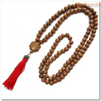 Japamala 108 Contas Madeira Escura Decorada 8mm