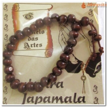 Pulseira Japamala 27 Contas de Madeira Escura