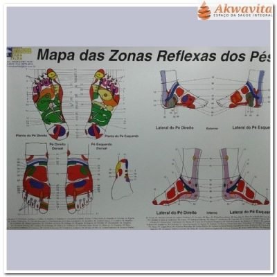 Mapa Zonas Reflexas Pés Plantar Dorsal e Lateral- Carone