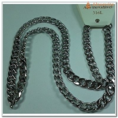 Corrente Prateada com Elos Grossos com 7mm