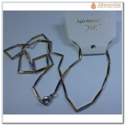 Corrente Dourada e Prateada Mod Tubos Chanfrados - 25M