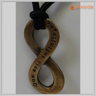 Cordão Preto com Pingente Que Seja Infinito em Bronze