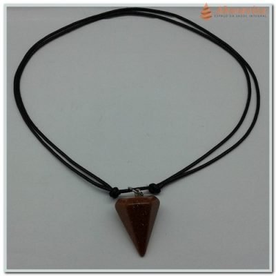 Cordão Preto Pingente Pião Sextavado Pedra do Sol Sintética- Lj