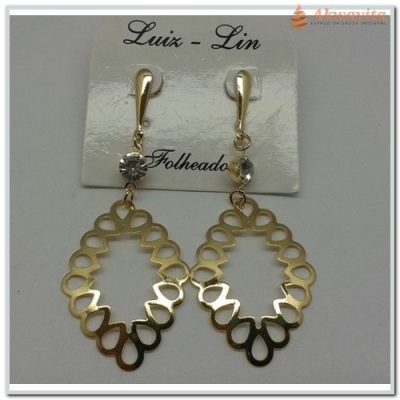Brinco Rendado Dourado Formato Losango