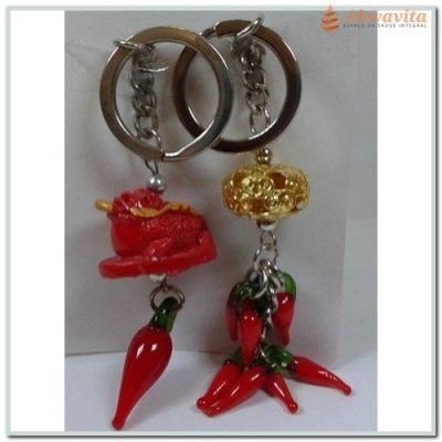 Chaveiro Chinês Pimenta Sapo e Bola dourada 2UN-Lj