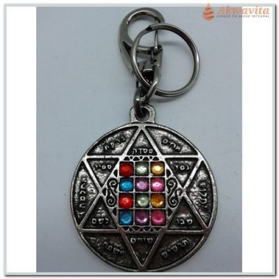 Chaveiro Estrela de David Com Strass Zamac