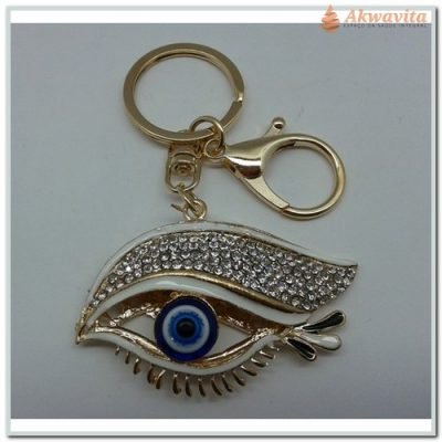 Chaveiro Olho de Horus Dourado Olho Grego e Cristais