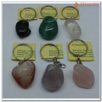 Chaveiros Pedras Semi preciosas Seis UN de 3cm-N.Tempo