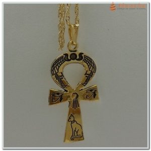 Gargantilha com Cruz Ansata Egípcia dourada Proteção