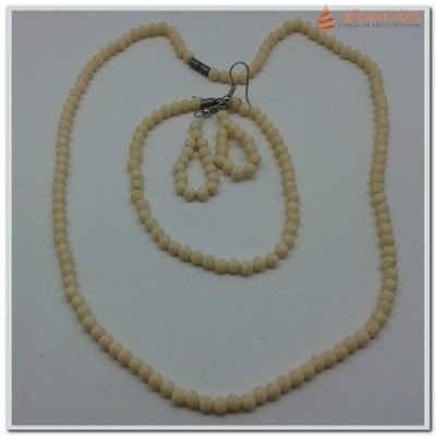 Colar Pulseira Brinco Cerâmica com Minerais Antidores-Lj