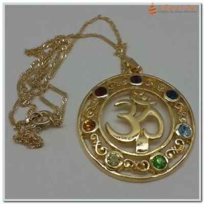 Cordão Om Pedras dos Chakras Som Universo 34mm-N.Tempo
