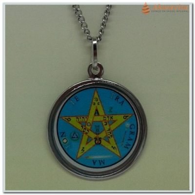 Corrente Aço Inox Pingente Mandala Tetragramaton-N.Tempo