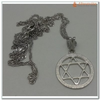 Gargantilha Estrela de David Prateado Proteção Divina