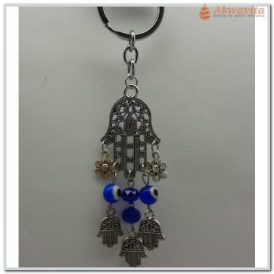Chaveiro Mão Hamsa Rendada com Olho Grego