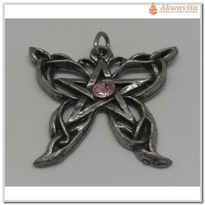 Pingente Pentagrama Borboleta Metal Escuro Transformação-Lj