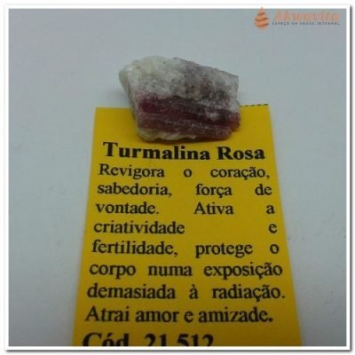 Pedra Turmalina Rosa Cura Emocional Rolada 1º linha