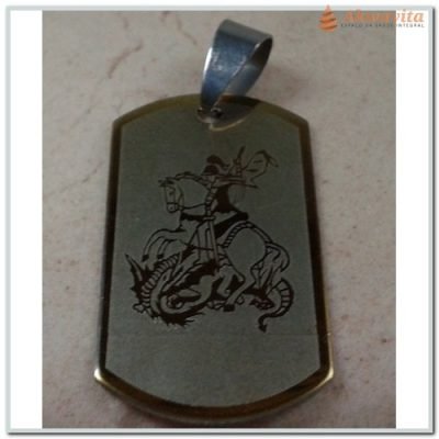 Pingente São Jorge Dourado e Prateado Vencendo Obstáculos