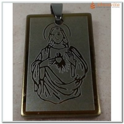 Pingente Sagrado Coração de Jesus Dourado e Prateado