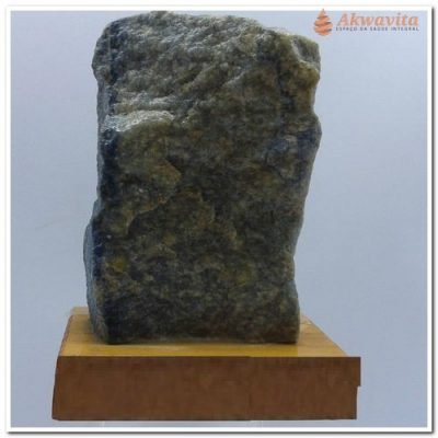 Pedra Quartzo Azul Percepção Proteção Bruta Base Madeira R2
