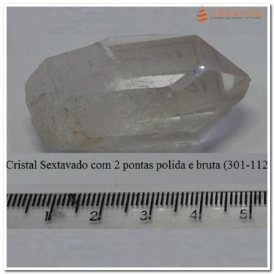 Pedra em Cristal Sextavado 2 pontas sem polimento ref11