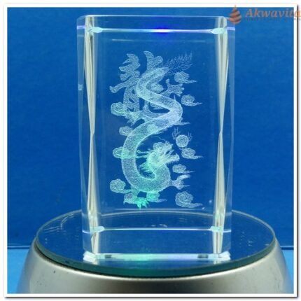 Cubo de Cristal Gravação Laser Dragão Figura 3D G