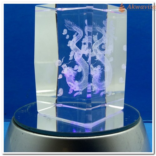 Cubo de Cristal Gravação Laser Dragão Figura 3D G