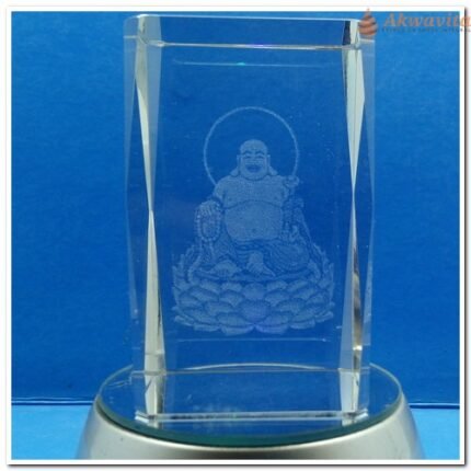 Cubo de Cristal Gravação Laser Buda Figura Plana GG