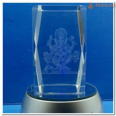 Cubo de Cristal Laser Deus Ganesh Figura Plana GG- N.Tempo