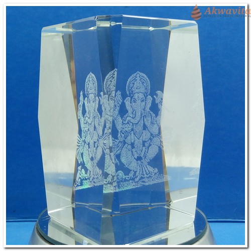 Cubo de Cristal Gravação Laser Deus Ganesh Figura Plana GG