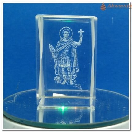 Cubo de Cristal Gravação Laser Santo Expedito Figura Plana P