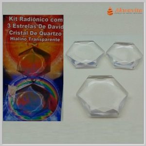 Kit Radiônico 3 Estrelas De David Cristal Quartzo Hialino
