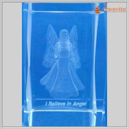 Cubo de Cristal Gravação Laser Anjos Figura 3D G