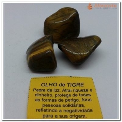 Pedra Olho de Tigre Coragem Cura Proteção Rolada 30mm 3UN