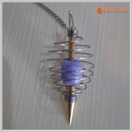 Pêndulo de Metal Galáctico com Espiral e bola violeta