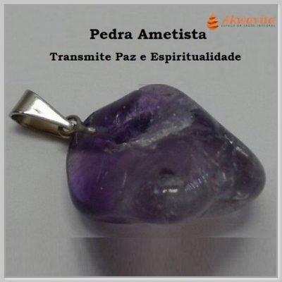 Pingente Pedra Signo Ametista Aquário Peixes Sabedoria 2pç-Lj