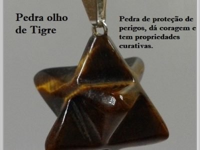 Pingente de Pedra Olho de Tigre modelo Merkabah