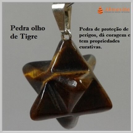 Pingente de Pedra Olho de Tigre modelo Merkabah