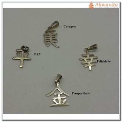 Pingentes de Prata 925 com Ideogramas 4unidades - Lj