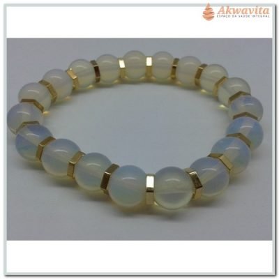 Pulseira em Pedra Opalina e Metal Dourado Gravidez