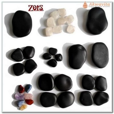 Kit Pedras Vulcânicas Basalto e Cristais Massagem 35pç- Zo