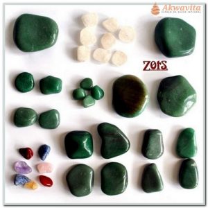 Kit de Pedras Verdes Brancas e Chakras para Massagem 35pç