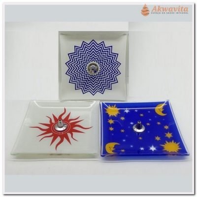 Incensário Vidro Quadrado Mod Energéticos 12x12cm-N.Tempo