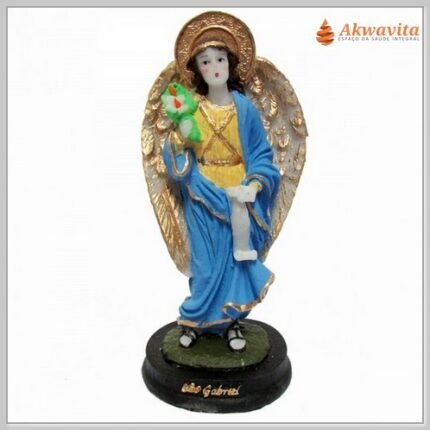 Arcanjo São Gabriel Estátua de Resina Roupa Azul 15cm