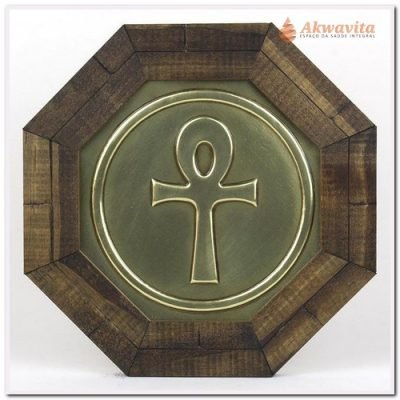 Quadro Aplique em Cobre Alto Relevo Cruz Ansata
