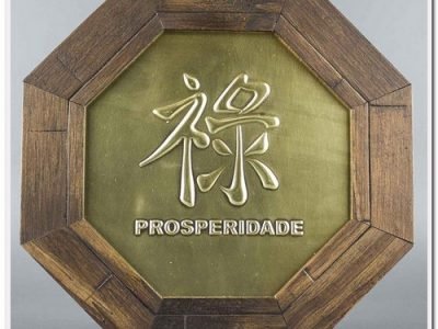 Quadro Aplique em Cobre Alto Relevo Ideograma prosperidade